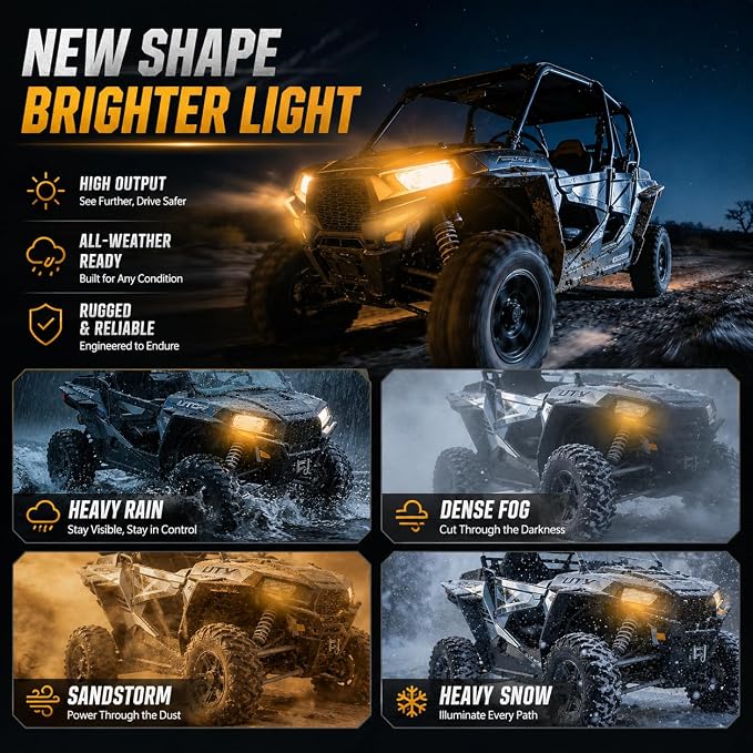 UTV Turn Signal Kit with Extra Backup Light, 110dB Horn, Pre-Wired Plug-and-Play Harness, Rocker Switch, Rhombus Universal Street Legal UTV Turn Signal Kits, Fits Polaris Can-Am CFMOTO