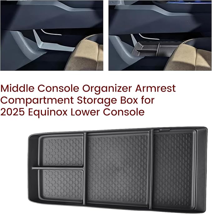 Center Console Organizer Compatible with [2PACK Not EV] 2025 2026 Chevy Equinox Console Organizer Tray, for 2026 2025 Chevy Equinox [LT/RS/ACTIV] Accessories Upper and Lower Console Tray