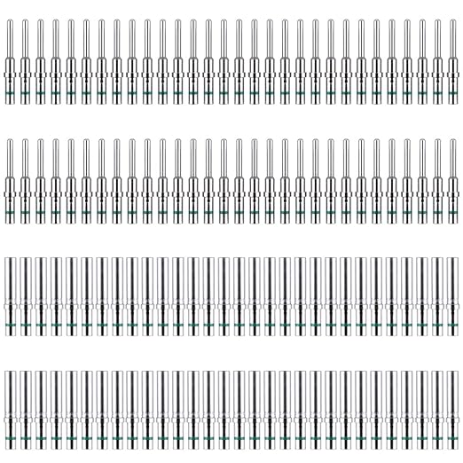 JRready ST6119 Deutsch Contact Kit, Deutsch Solid Pin Size 16, Closed Barrel Contacts Kit, Solid Contacts for DT Connectors, 14-20AWG, 13A, Green Stripe, 60 Pairs
