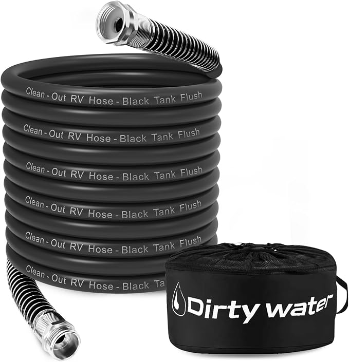 Camper & RV Black Water Hose - No-Kink Design Camper Sewer Hose - RV Accessories With Storage Bag - Perfect For Black Water, Gray Water, And RV Tank Cleaning, 50FT 5/8" Diameter