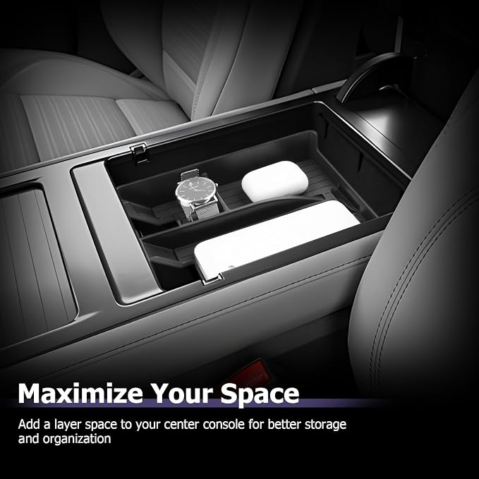 LUWU 2026 Lincoln Nautilus Center Console Organizer for 2025 2026 Lincoln Nautilus Accessories Armrest Storage Tray Armrest Console Storage Box Insert Tray ABS Material Black Coin Container