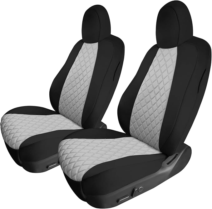 FH Group Custom Fit Car Seat Covers Specifically Made for 2020-2025 Tesla Model Y Ultraflex Neoprene Water Resistant Automotive Seat Covers - Front Set Gray