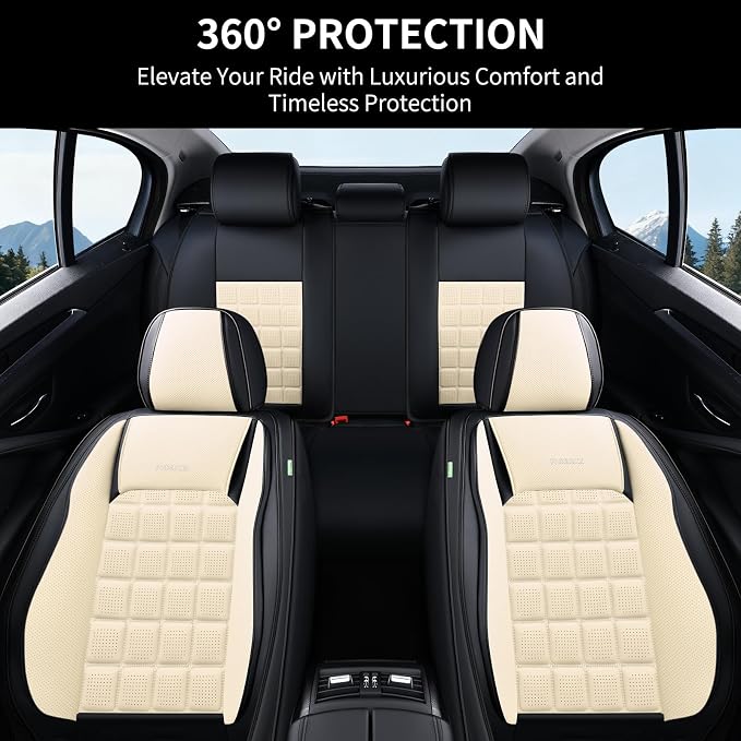 FLORICH Seat Cover, Leather Car Seat Covers Full Set, Waterproof Car Seat Protectors 5 Seats, Front and Rear Seat Covers for Cars, Breathable Automotive Seat Covers Protector Fit for Most Cars Truck