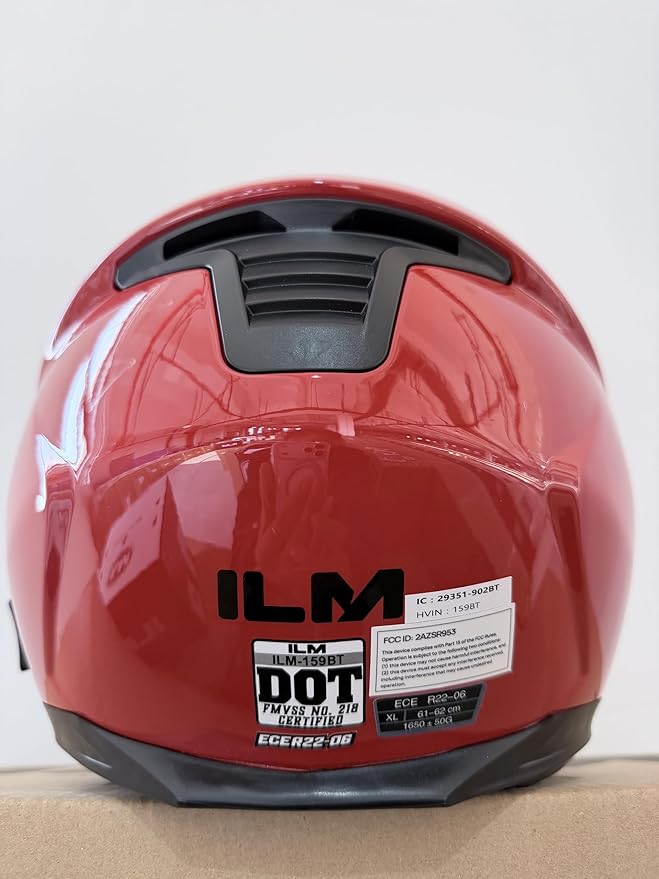 ILM Bluetooth Motorcycle Modular Helmet 2-3 Riders Intercom Flip up Full Face Helmet with Dual Visor DOT Model 159BT (Red, XL)