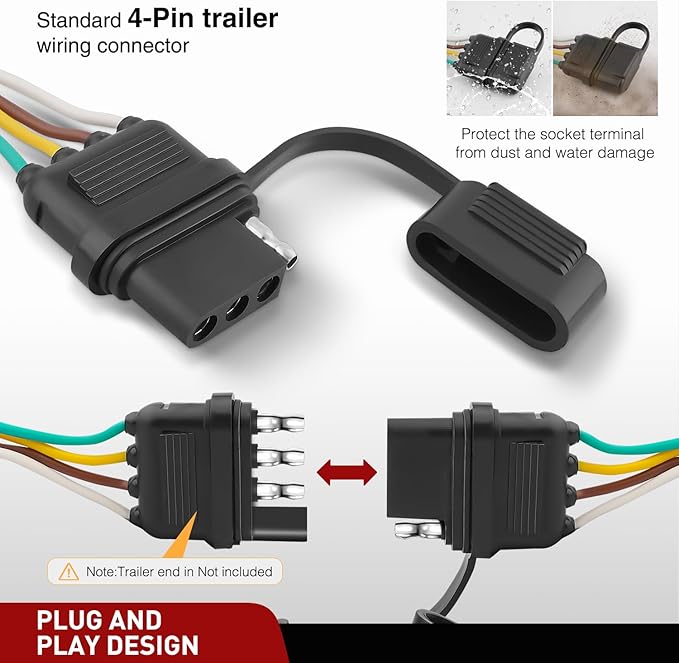 Nilight 4 Pin Trailer Wiring Harness 55441 Custom for 2005 2006 2007 2008 2009 2010 2011 2012 2013 14 15 16 17 18 19 20 21 22 23 24 Nissan Frontier Xterra Pathfinder Suzuki Equator