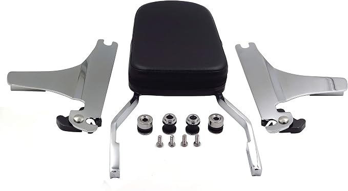 MT501-006+SS001-SA Quick Detachable Sissy Bar Passenger Backrest for H-D Softail, Bold Style, Silver Billet Aluminum