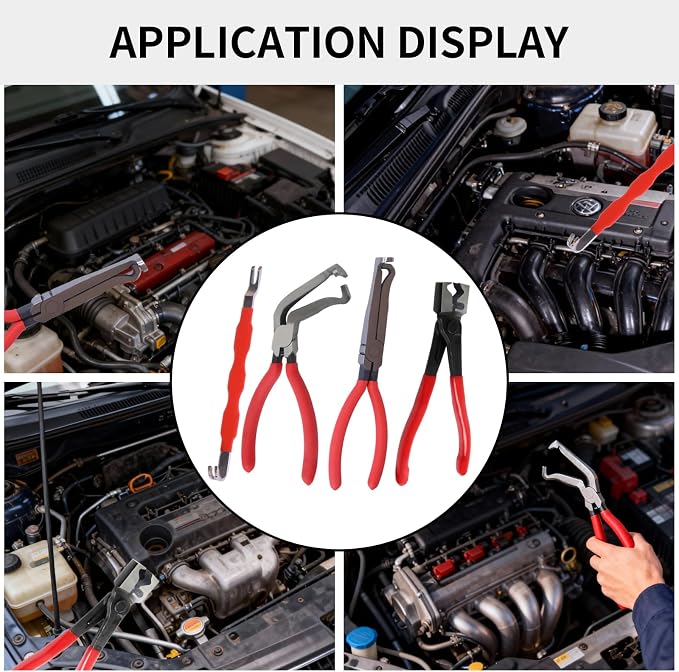 Automotive Electrical Disconnect Pliers Kit - 4PC Connector Removal Tool for Cars, Wire Terminal Separator & Hose Clamp Pliers Set, Non-Damaging Plug Disconnect Tool for Mechanics & DIY