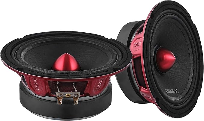 DS18 PRO-X6.4BM Loudspeaker - 6.5", Midrange, Red Aluminum Bullet, 500W Max, 250W RMS, 4 Ohms - Premium Quality Audio Door Speakers for Car or Truck Stereo Sound System (1 Speaker)