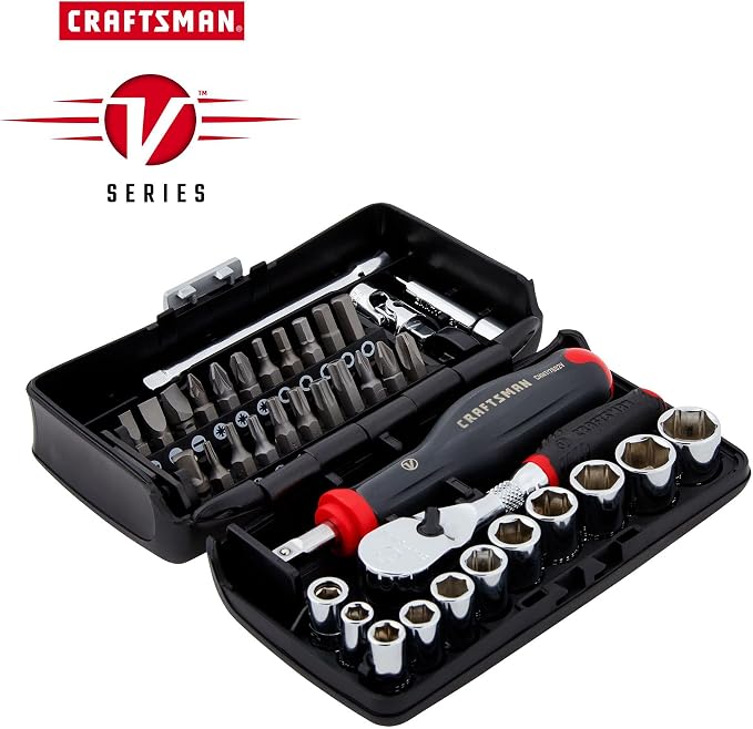 CRAFTSMAN V-SERIES Socket Set and Screwdriver Bit Set, SAE, 1/4" Drive, 38 Piece (CMMT45750V)