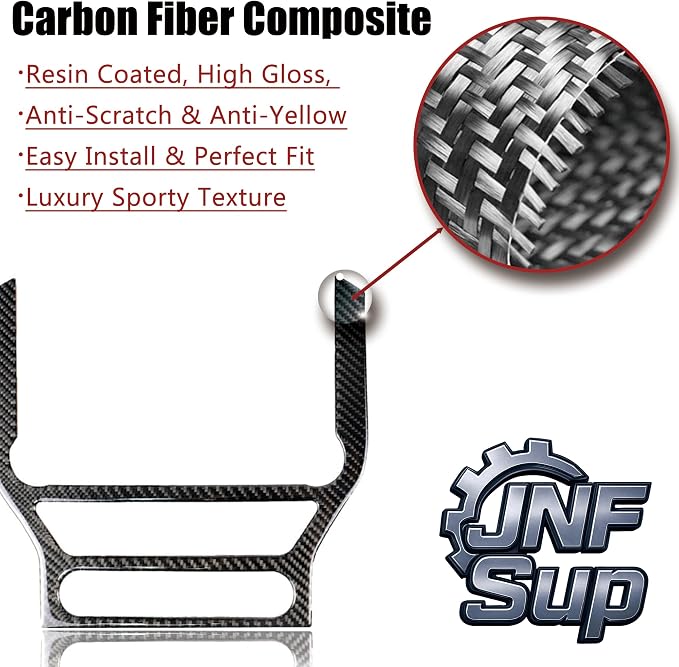 7PCS Real Carbon Fiber Interior Trim Kit Compatible with Ford Mustang 2015-2020, Center Console Navigation CD Panel Cover Decor, 3K Soft Carbon with UV Resin Coating
