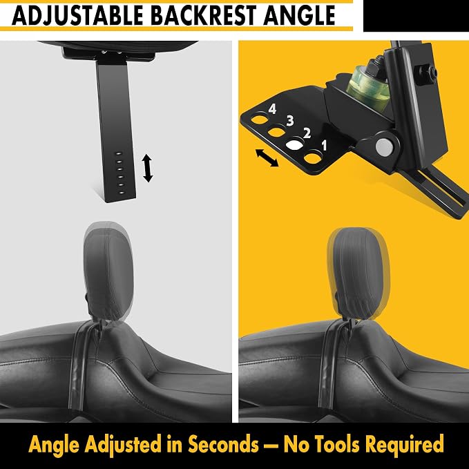 Adjustable Plug-in Driver Rider Backrest Custom Kit for Harley Electra Glides 1997-2026 Made Fit for Touring Models Road King Street Glide (Gloss Black)