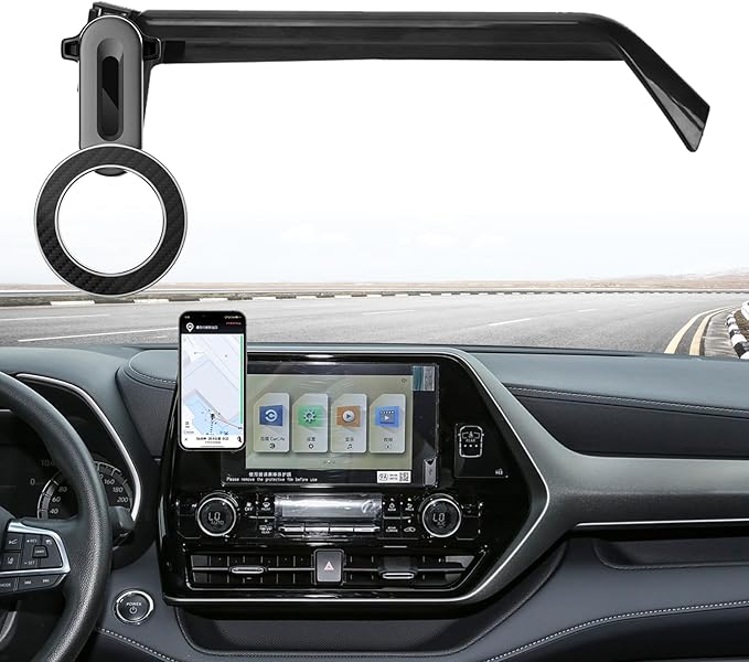 For Toyota Highlander 2020-2025 2022 Interior Accessories,Custom Fit Phone Holder&Magsafe Car Mount,Dual 360°Adjustable,Dual N52 Magnets,Secure&Silent,No Vent Blocking,for iPhone Android,8-inch Screen