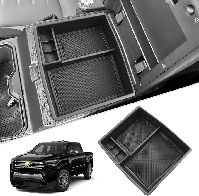 SKTU for 2024 2025 2026 Toyota Tacoma Center Console Organizer 2024 2025 2026 Tacoma (SR/SR5/TRD/Limited/Trailhunter/TRD Pro) Console Tray Toyota Tacoma 2024 2025 2026 Accessories with Coin Holder