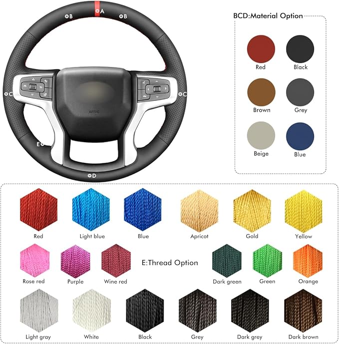 MEWANT Hand Stitch Black Artificial Leather Steering Wheel Cover for Chevy Silverado 1500 Silverado 2500/3500 Blazer