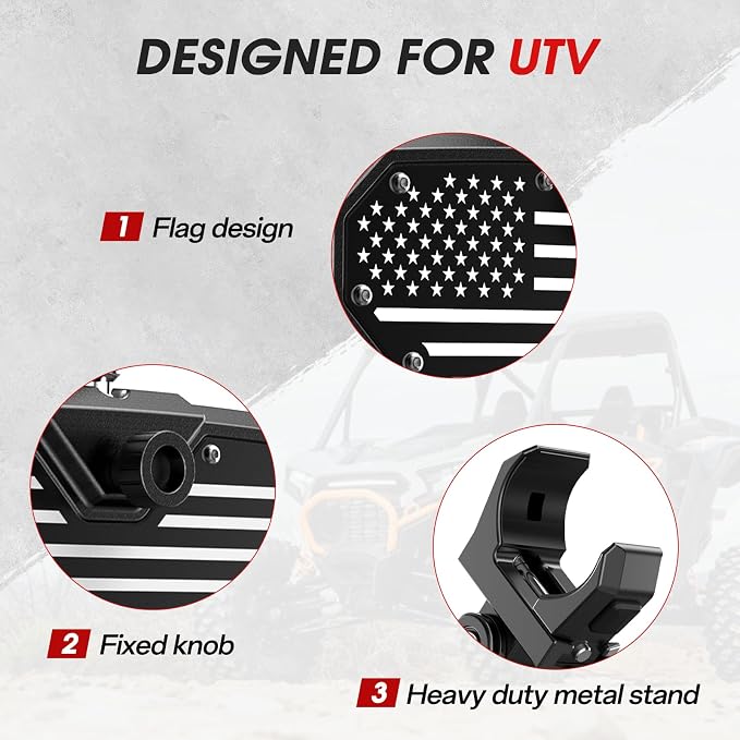UTV Rear View Mirror,2026 New Flag UTV Mirrors-High Density 360° Adjustable Angle for 1.5 to 2.0 in Round Roll Cage,Compatible with Polaris RZR,Pioneer SXS,Kawasaki Mule KRX,Can Am X3