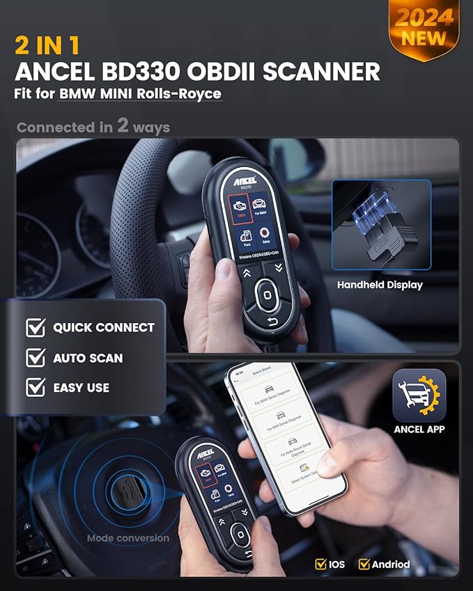ANCEL BD330 Battery Registration Scan Tool Fits for BMW/Mini with ANCEL BST100 Car Battery Tester