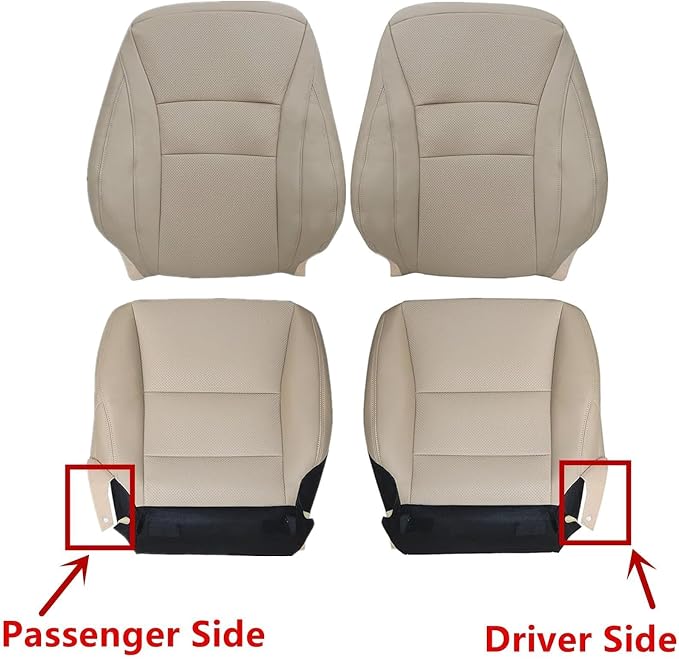 FZJDSD Light Tan Driver & Passenger Side Bottom & Top Lean Back Microfiber Leather Replacement Seat Covers Compatible with Honda Accord 2013 2014 2015 2016 2017