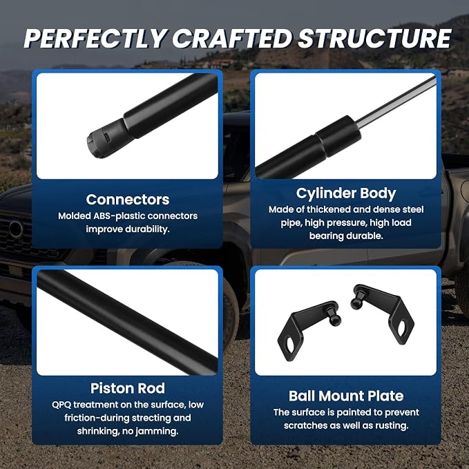 Hood Struts for Toyota Tacoma 2024 2025 2026+ and 4Runner 2025+, Hood Lift Support No Drill Front Gas Springs Shocks Compatible with Toyota Tacoma/4Runner Accessories