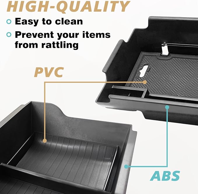 BestEvMod for Ioniq6 Armrest Storage Box and Lower Center Console Organizer Tray 2PCS with Rubber Black Trim Compatible with Hyundai Ioniq 6 SE SEL Limited 2026 2025 2024 2023 Accessories (2PCS)