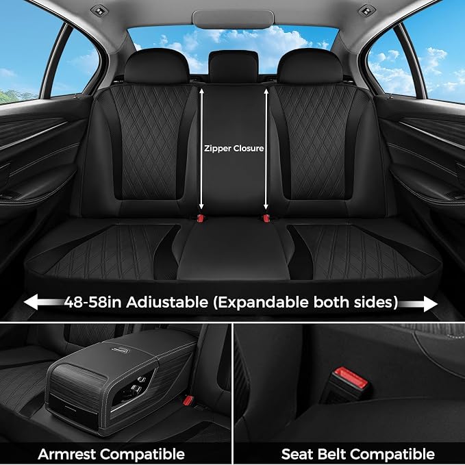 FLORICH Seat Covers Full Set, Leather Seat Covers for Cars, Waterproof Car Seat Protector Breathable, Front and Rear Seat Covers for Cars, Automotive Seat Covers Universal Fit for Most Car SUV Truck