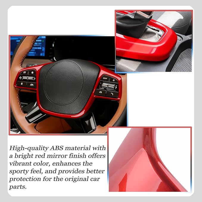 Steering Wheel Button Cover, for Kia Telluride 2020 2021 2022 2023 2024 2025 2026,Steering Wheel Button Panel Protection Frame Molding Trim - Wine Red(Style A)