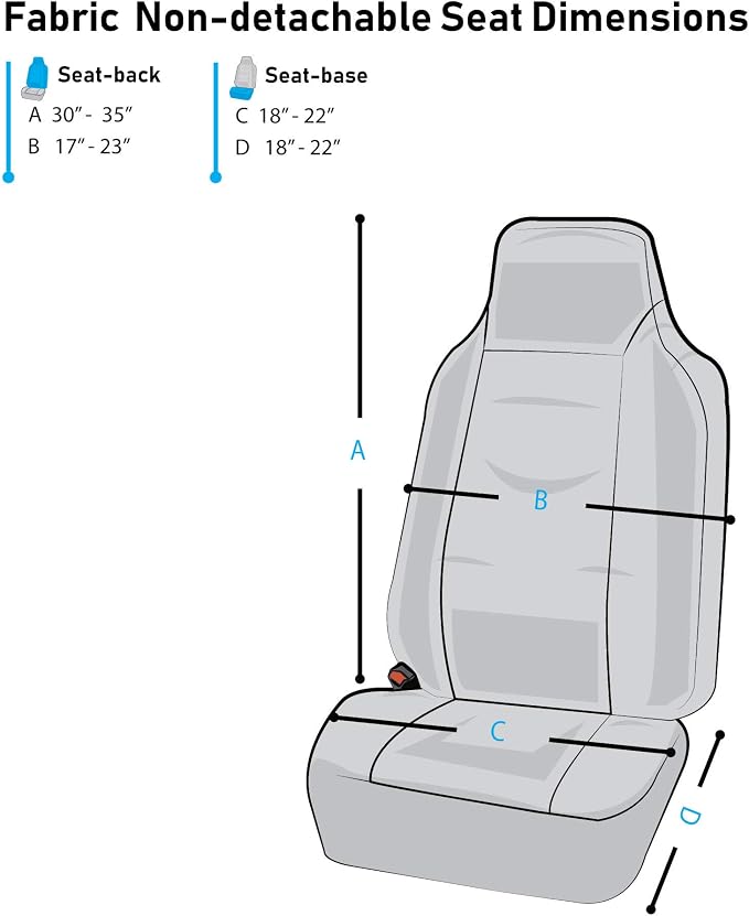 FH Group FH-FB302114 All Purpose Flat Cloth Car Seat Covers Gray/Black Color with F11306 Vinyl Floor Mats- Fit Most Car, Truck, SUV, or Van