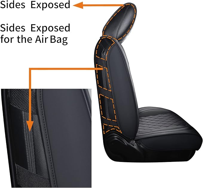 Aierxuan Jeep Wrangler JK JL Front Seat Covers Custom Fit 2/4 Door 2007-2026 Unlimited Rubicon 392 Sahara Willys Sport High Altitude Truck Pickup Waterproof Leather(2 PCS Front/Black1)