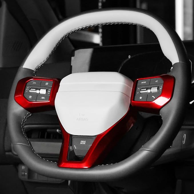 ABS Car Steering Wheel Frame Cover Steering Wheel Button Panel Frame Compatible with Kia K4 GT GT-Line 2025 Kia EV6 GT-Line 2025 Kia EV3 GT-Line Kia EV4 GT-Line Accessories(Glossy Red Style)