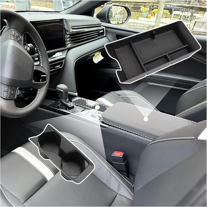 SXCY 2PCS for 2026 Toyota Camry Center Console Organizer + Cup Holder Insert 2025 2026 Camry Accessories for 2025 2026 Toyota Camry Center Console Drink Holder Adapter TPE Cup Holder Limiter