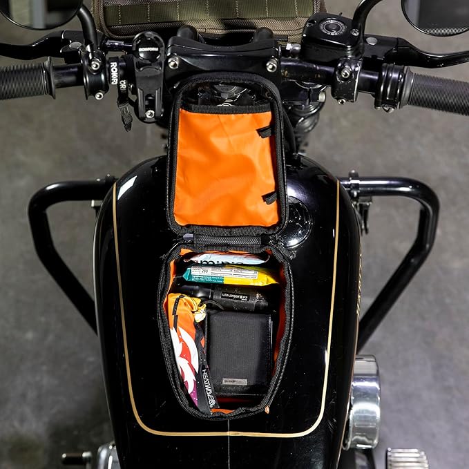 Biltwell EXFIL-2 Mini Tank Bag - Black Magnetic Mount Nylon Tank Bag, Compatible with Touring and Cruiser Motorcycles