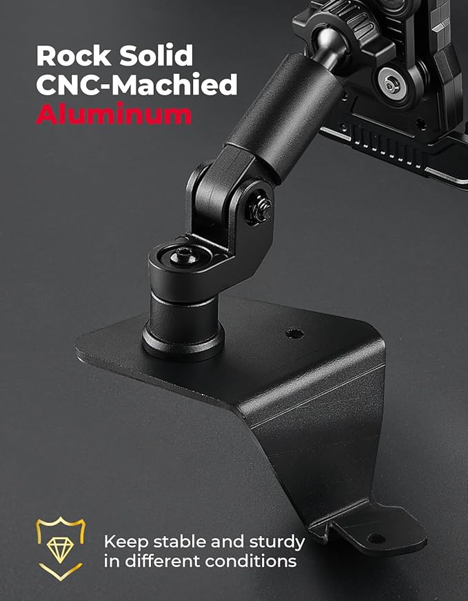 KEMIMOTO X3 Phone Mount, Anti-Vibration Dampener Cast-Aluminum Mount Dashboard One-Hand Operation Secure Lock 360° Adjustable Cell Phone Holder, Compatible with Can-Am Maverick X3 and MAX Models