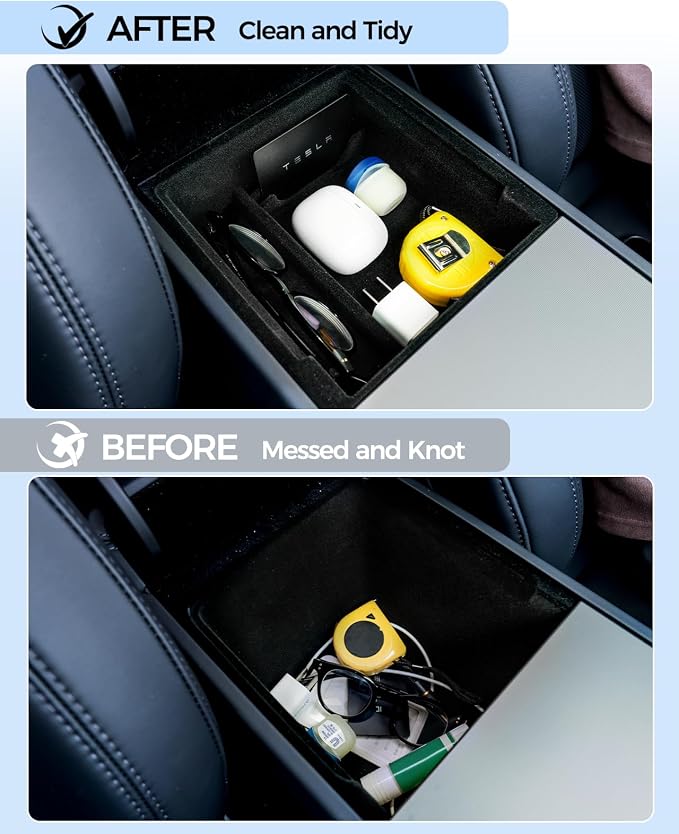 KYX Upgrade Center Console Organizer Tray for Tesla Model 3 Highland 2024 2025,4 Car Organizer Trays & 1 Center Console Cup Holder,Hidden Storage 5 Pcs for Tesla Model 3 Accessories 2024 2025