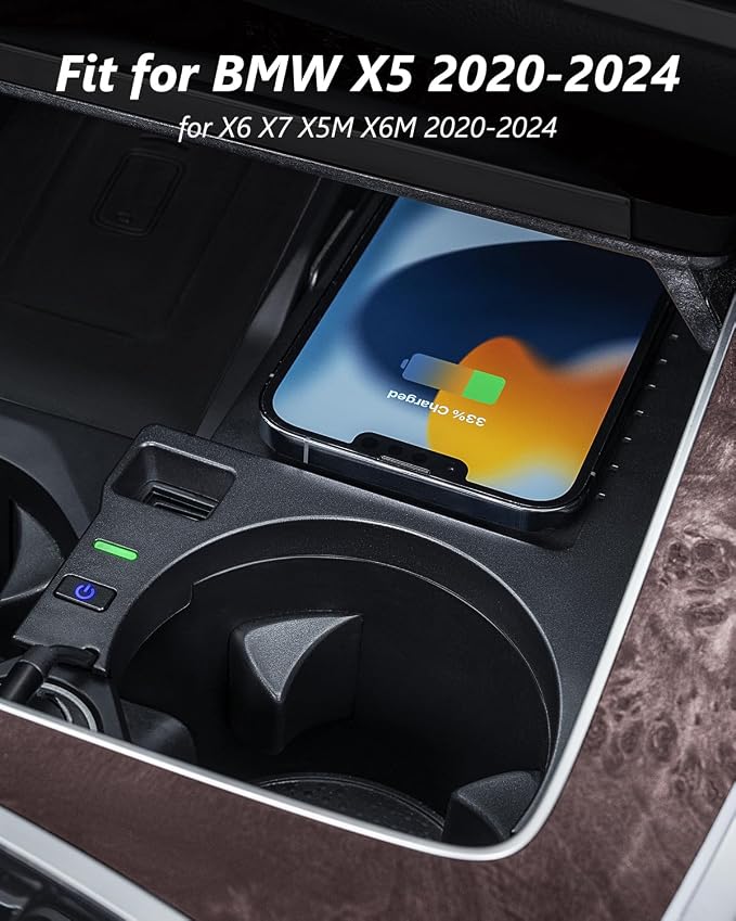 Wireless Charger for BMW X5 Accessories 2024 2023 2022 2021 2020,for BMW X6 X7 X5M X6M 2020-2024,for BMW X6 Wireless Charger Center Console Organizer for BMW X7 Accessories 2020-2024