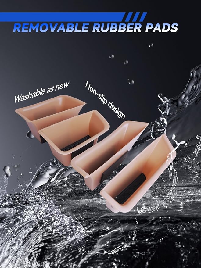 for Macan Door Side Storage Boxes 2015-2025 2026 Porsche Macan S/T/GTS Accessories Front & Rear Door Pocket Organizer Tray Set with Anti-Rattle Liners 4PCS(Not for 2024+ Macan EV)
