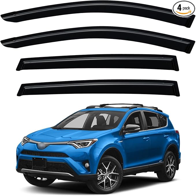 Window Visors Rain Guards for 2013-2018 Toyota Rav4, Out-Channel Window Vent Wind Deflectors Visors Shades for 13-18 Toyota Rav4
