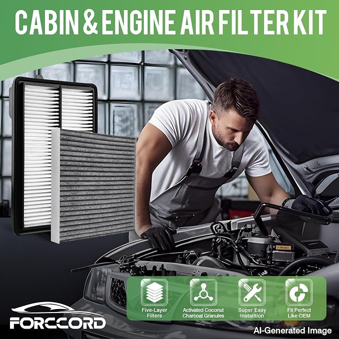 Cabin & Engine Air Filter Fit for Honda Accord 3.5L V6 2013-2017, Acura TLX 3.5L V6 2015-2020 Activated Carbon Cabin Filter Replacement CF10134 CA11477 Car Accessories