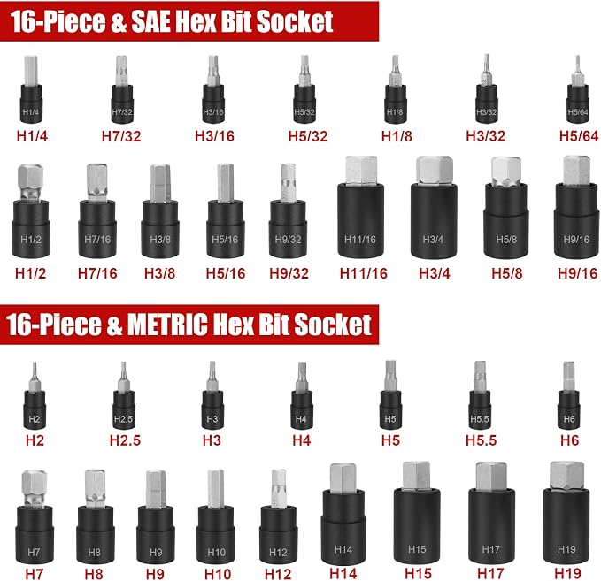 32-Piece Allen Socket Set and 25-Piece Screw Extractor Set