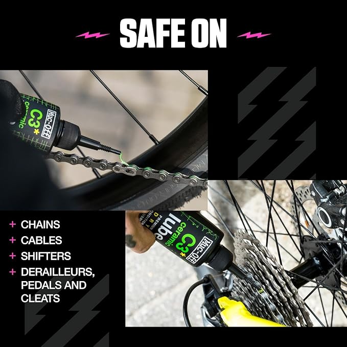 Muc-Off C3 Ceramic Dry Chain Lube, 120 Milliliters - Premium Bike Chain Lubricant with UV Tracer Dye - Formulated for Dry and Dusty Weather Conditions