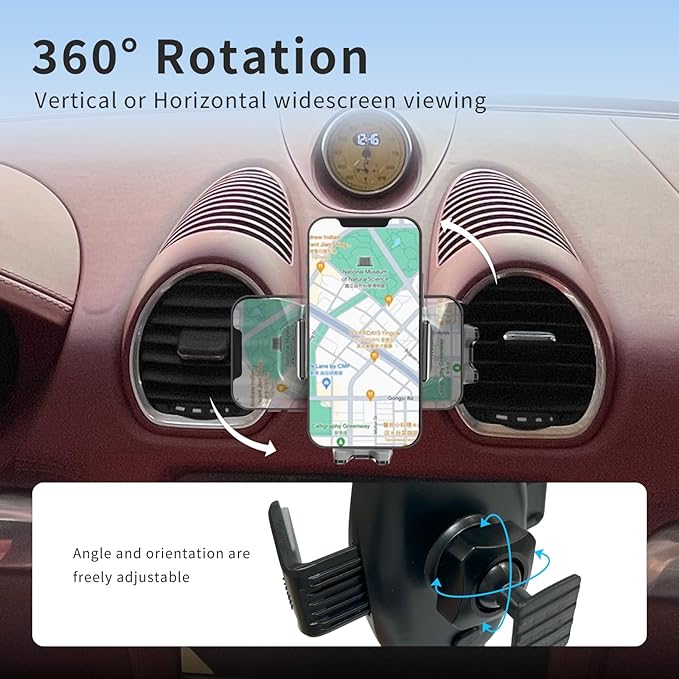 Car Phone Mount for Porsche 718 Cayman Boxster 2017-2025,Vehicle-Specific Air Vent Phone Holder,Hands-Free 360° Rotation Cell Phone Mount,Does Not Block Air Vent, Porsche 718 Interior Accessories