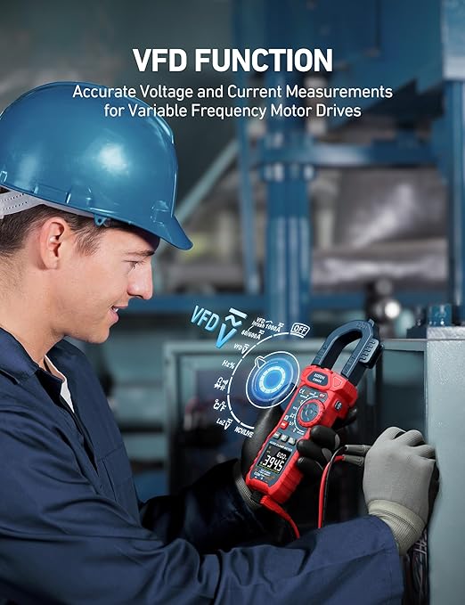 AstroAI Inrush Digital Clamp Meter Multimeter 1000A TRMS 6000 Counts, Amp Voltage Tester with VFD, LOZ Mode; Measures AC/DC Current Voltage Temperature Resistance Capacitance Frequency Continuity NCV