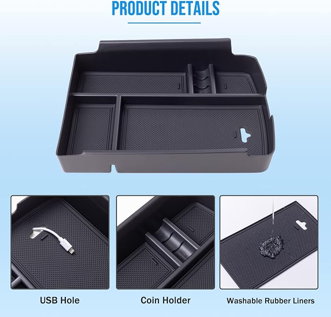 TOPINSTALL New Center Console Tray Compatible with 2018-2023 VW Atlas/Atlas Cross Sport, Armrest Organizer Storage Insert Interior Accessories, Won't Affect The Closing of The Lid (Doesn't Fit 2024)
