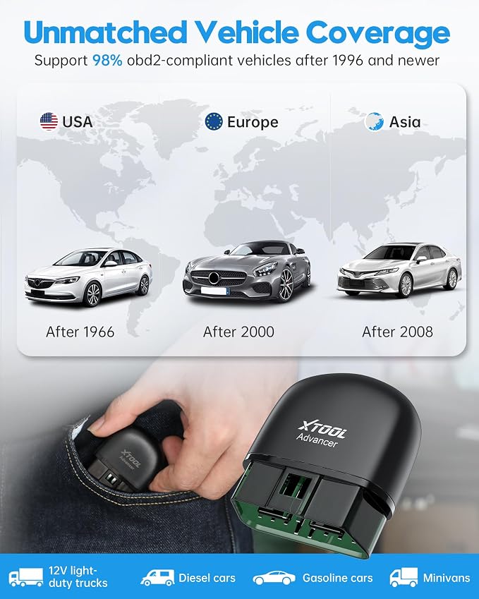 XTOOL AD20 Pro OBD2 Scanner for iPhone & Android: 2025 Enhanced Check Engine Fault Car Code Reader, Universal Car Diagnostic Tool with All System Scan, Oil Reset, Battery Test, Performance Test
