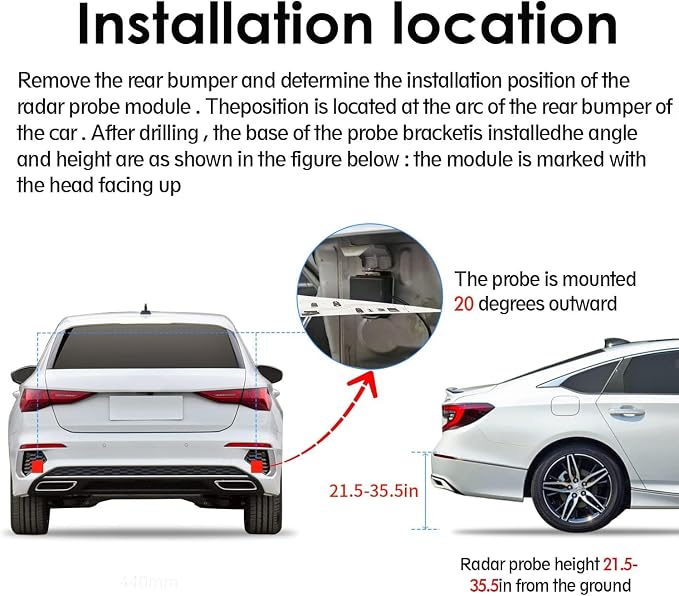 BY-J Car Blind Spot Monitoring System, 77GHz Millimeter Wave Radar Sensor Blind Area Detection, Universal Car Lane Changing Warning BSD Distance Assistant with Reversing Radar Parking