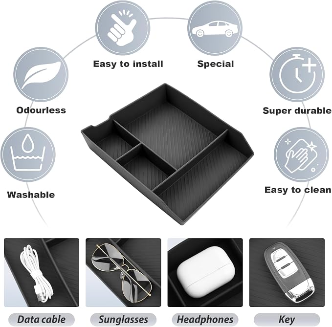 SKTU for 2027 Kia Telluride Center Console Organizer for 2027+ Kia Telluride Lower Center Console Tray Kia Telluride 2027 Accessories 2027 Telluride Rubber Under Center Console Organizer-Durable