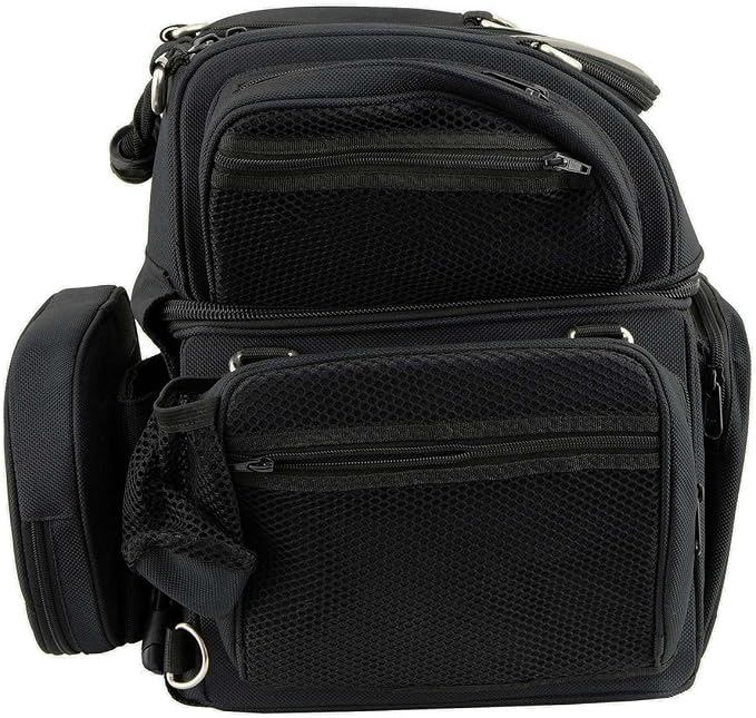Milwaukee Leather MP8170 Medium Black '5 Pocket' Textile Motorcycle Double Barrel Sissy Bar Rack Bag - Medium