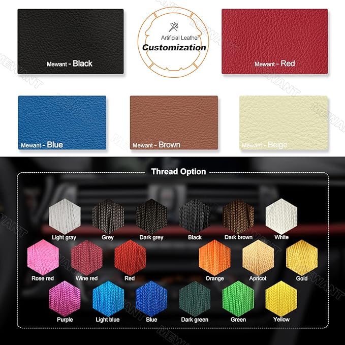 MEWANT Hand Stitched Black Artificial Leather Steering Wheel Cover Wrap for BMW 2Series F22 F23 F30 F34 F32 F33 F36