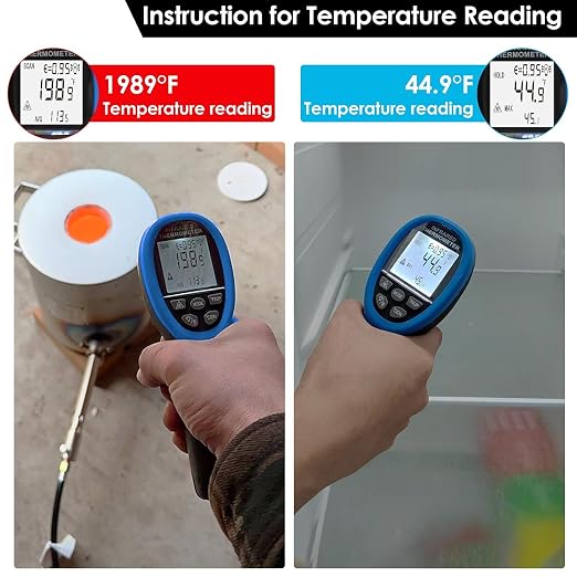 BTMETER BT-985B Laser Temp Gun Pyrometer, -58~2480℉(-50~1360℃) High Temperature Meter, 16:1 Distance Spot Ratio Industrial Infrared Thermometer Tester for Furnace, Smelting (NOT for Human Temp)