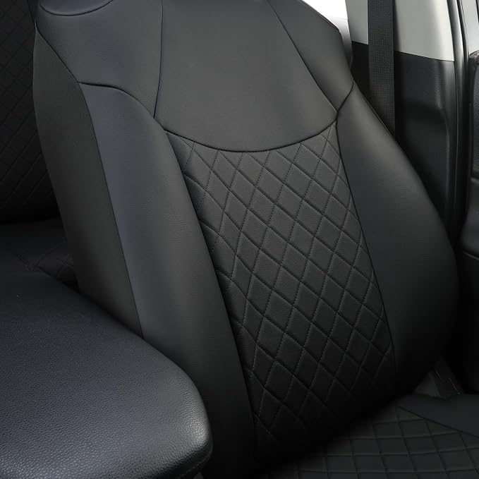 GIANT PANDA Custom Fit Toyota Corolla Front Car Seat Covers 2020 2021 2022 2023 2024 Corolla L LE, Luxury Stitch Seat Covers for car, Faux Leather Polyester Fiber Auto Interior Covers (2 Pack, Black)