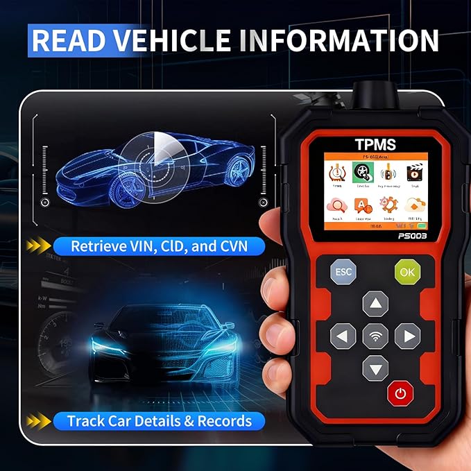 TPMS Diagnostic Programmer- Professional Tire Pressure Sensor Tool with WiFi Upgrade, OBD Diagnosis, Sensor Activation/Programming/Learning, Key Frequency Detection, 2.8-Inch Color LCD