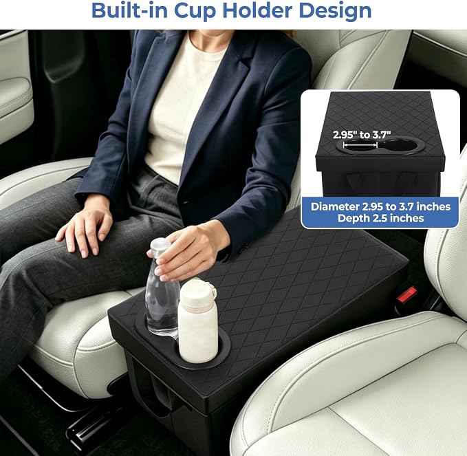 Car Seat Organizer For 2020-2025 Ford Explorer ST/XLT 6 Seater, Car Seat Aisle Storage Box with Cup Holders For 2017-2026 Chrysler Pacifia, Foldable Backseat Console Bin
